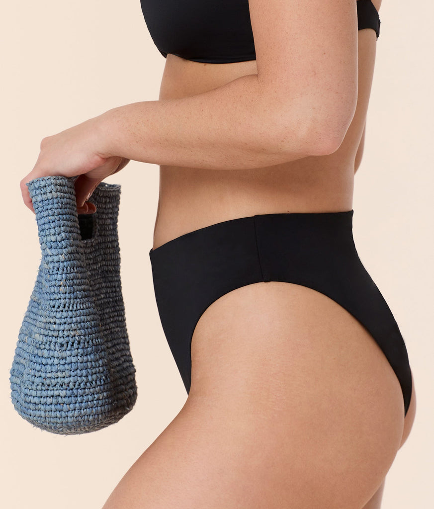 The 90s High Waist Bikini Bottom - Eco Nylon - Black