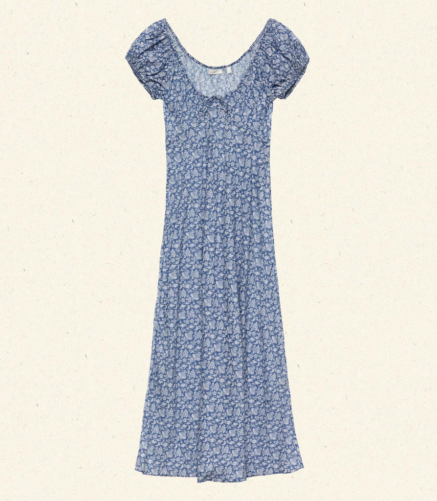 SOFIA DRESS -- BLUE PORCELAIN TEA FLORAL