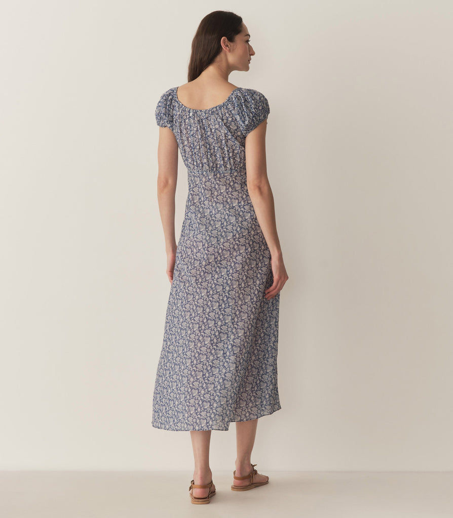 SOFIA DRESS -- BLUE PORCELAIN TEA FLORAL