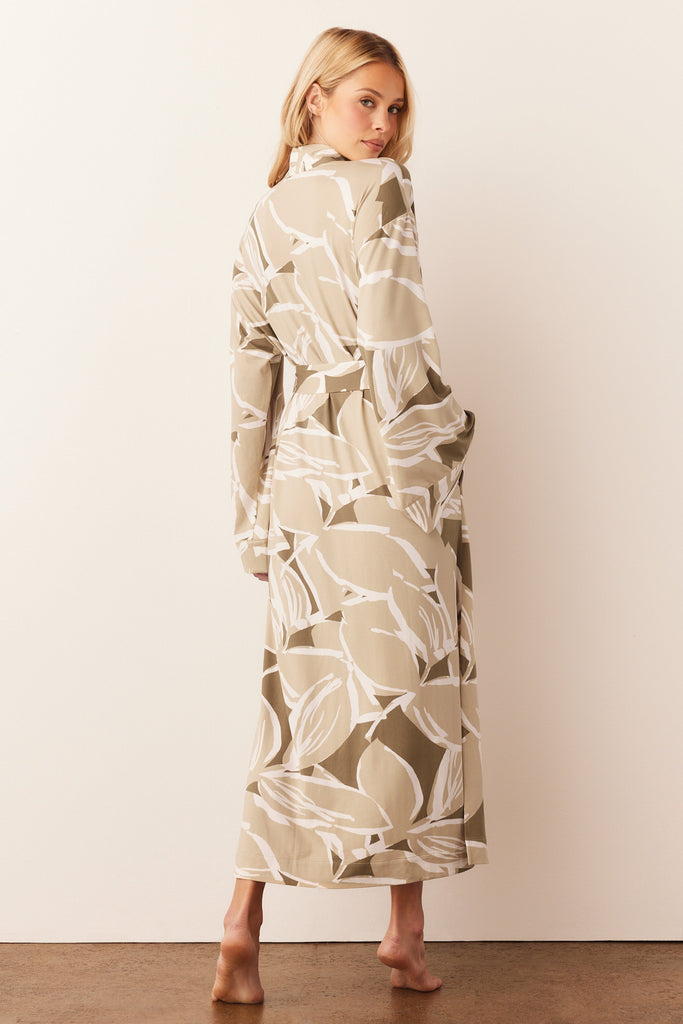 Kaia Cloud Jersey Kimono Robe in Fern