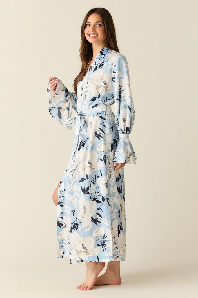 Juliette Luxe Satin Cuff Robe in Gardenia