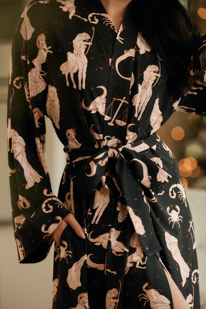 Kaia Cloud Jersey Kimono Robe in Zodiac