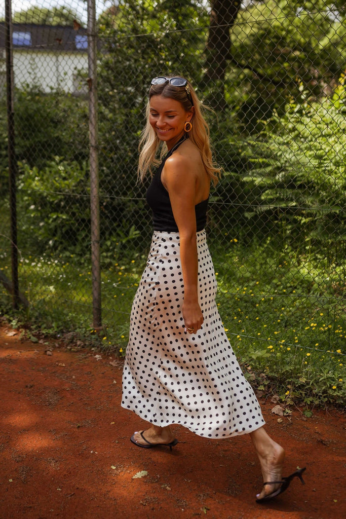 Ecru Jeanne Polka Dot Skirt